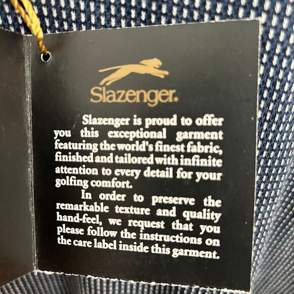 NWT Slazenger Long Sleeve Crew Neck Textured Shirt Blue Luxury Cotton Large - Picture 3 of 7